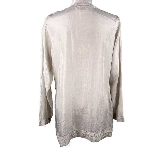 Sundance Silk Blouse Tunic Beige M Pockets Eyelet Lace Pockets - Picture 2 of 9